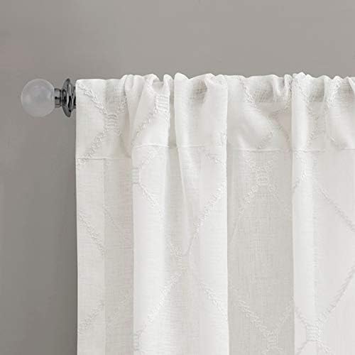 Madison Park Irina Sheer Embroidered Single Curtain for Kitchen, Transitional Fabric Sheers Single Curtain for Living Room, 1-Panel Pack, 50 x 84, White