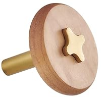 Solid Brass & Maple/Mahogany Wall Hooks 2 Pack - Decorative Heavy Duty Coat Hooks with Vintage Cross Screw Design for Entryway, Bathroom, Luxury Spaces TC008F