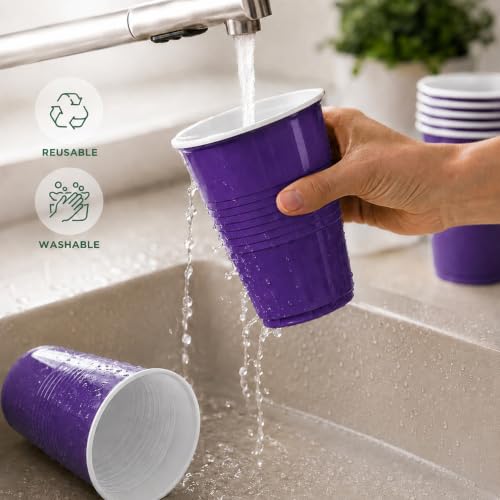 Image of Rozi Decoration 20 pcs, 16 Oz Purple Beer Pong Glasses, Drinking Party Cups