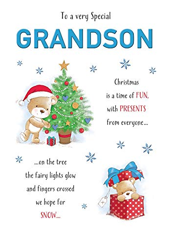 Cute Christmas Card Grandson - 9 x 6 inches - Piccadilly Greetings