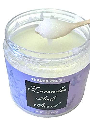 Trader Joe's Lavender Salt Scrub (20 oz Jar) 2-Pack Bundled with a Set of 2 Cosmetic-grade Natural Wooden spoons