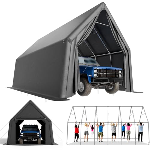 Portable Garage, 13 x 24 FT Heavy Duty RV Carport Canopy, Reinforced Steel A-Frame Truck Ports, Weatherproof All-Cover Outdoor Metal Garage Car Shelter, Superior Resistance to Tearing and Weathering