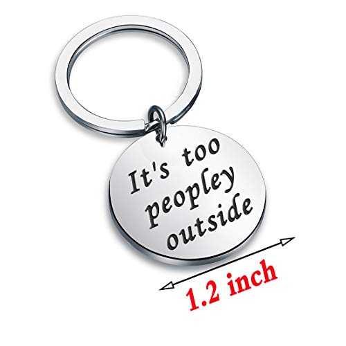 Zuo Bao Introvert Gift Social Club Anti-Social Funny Saying Sarcastic Cool Keychain Introvert Humor Gift Ideas It’s Too Peopley Outside Keychain (Too peopley keychain)2