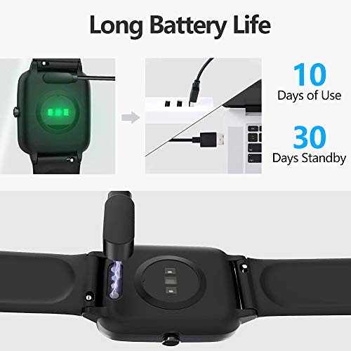 Lintelek Smart Watch with 1.3" LCD Full Touch Screen, Large Screen Fitness Tracker with Heart Rate Monitor, Pedometer, Sleep Tracker, Waterproof Activity Tracker for Men, Women and Gift (Black)