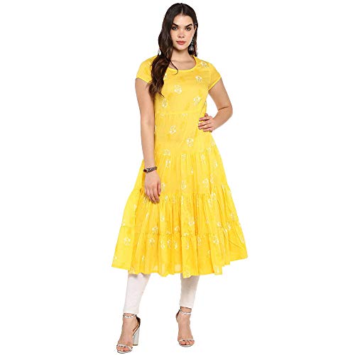 Image of BIBA Womens Round Neck Printed Kurta