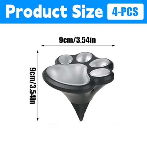 Luces solares de huellas de patas con diseño impermeable pack de 4 focos LED para césped 3