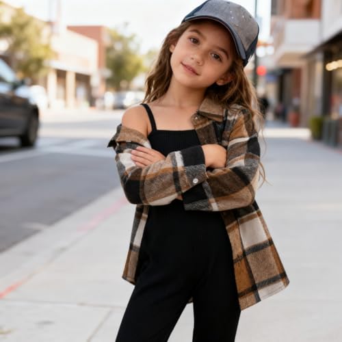 Image of Toddler Girl Clothes Plaid Long Sleeve Button Down Shirt Corduroy Overall Jumpsuit Girls Fall Winter Outfit Set