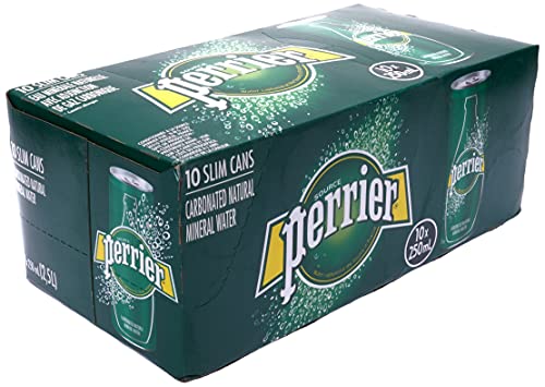 Saurce Perrier Sparkling natural Mineral water Can 250Ml Pack of 10
