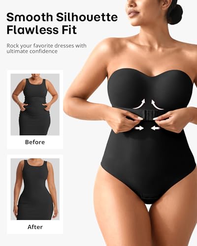 Image of Shapewear Bodysuit Tummy Control Strapless Bra Shapewear for Women Strapless Faja Body Shaper Thong Light Shapewear