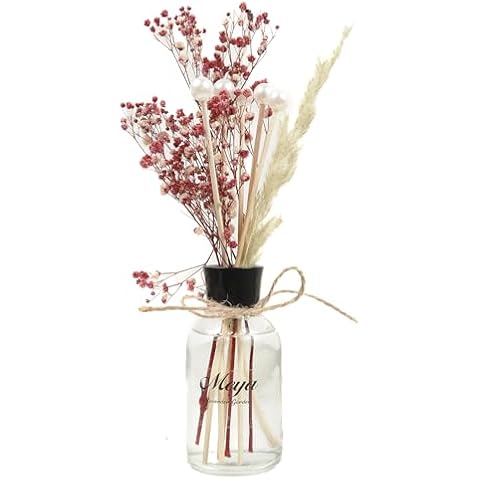 MEYA Special Design Handmade Reed Diffuser Sets, 3.38 fl oz. room scent with bamboo sticks, For Bathroom Shelf Decor, Flowers, Special Decorations and A Pouf Keychain As A Gift (Lavender Garden) Cover