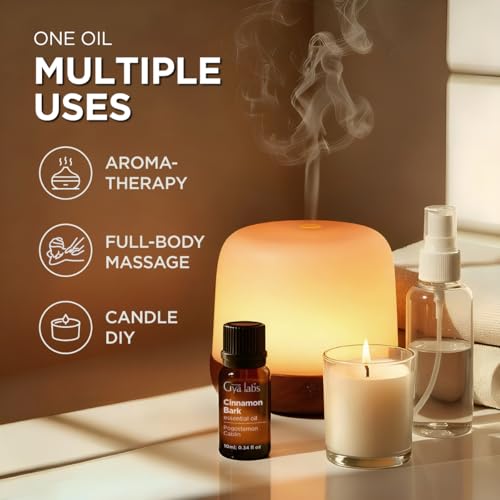 Image of 100% Pure Cinnamon Bark Essential Oil - 0.34 Fl Oz - Cinnamon Oil for Hair, Skin, Diffuser, Aromatherapy & DIY Candle Making Scent