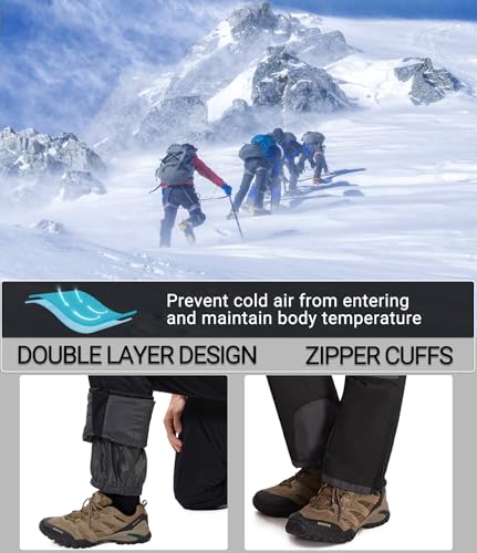 DAFENP Pantalones Nieve Esquí Mujer Invernal Pantalón Softshell Calor Pantalones de Trabajo Largos Prueba Viento Impermeable Mono Outdoor Pantalón Funcional con Tirantes Ajustables HXK8778W-Black-XS - imagen 5