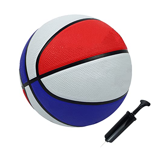 Abaji Basketball Official Size 3 Colorful Rubber Ball Pump Needle Deeper Groove Grip For Kids Youth Practice School Training Outdoor Indoor Sports All Weather #TOP4