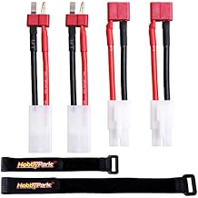 Hobbypark Tamiya Connector to Deans T Plug Adapter Cable for RC Cars Lipo/NiMH Battery Charging ESC Connection 4PCS