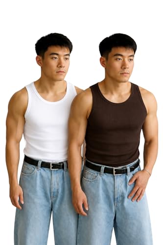 Image of Rockwell Men's Premium Cotton Vest - Sleeveless Gym Undershirt | Breathable, Stretchable & Skin-Friendly Innerwear for Everyday Comfort | Pack of 2 |301