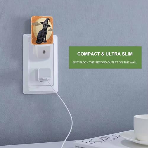Image of LED Night Light,Halloween Black Cat Silhouette LED Night Light Plug into Wall with Dusk to Dawn Light Sensor White Energy Efficient Nightlight for Bedroom Bathroom Hallway Living Room Kitchen