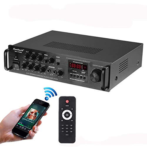 APROTII Bluetooth Stereo Audio Amplifier,Hifi Peak Power 200W Wireless 5CH Audio Receiver USB SD AUX with FM Audio and Playback Function, for Home Speakers Theater Entertainment