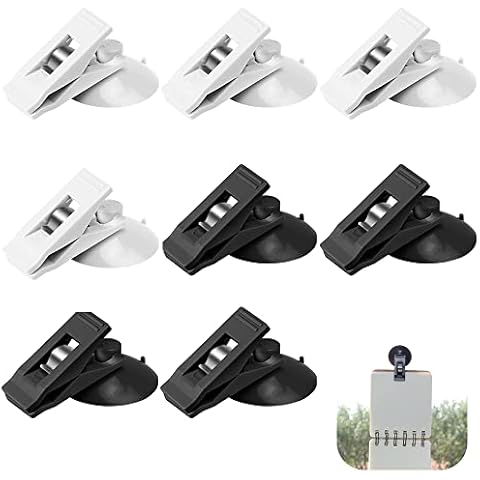 WENRERO 8 PCS Car Permit Holder Clip, Windscreen Parking Ticket Holder with Sucker, Suction Cup Clip Clamp, Round Ticket and Note Holder, Advertising Pop Display Holder for Van Caravan, Black& White Cover