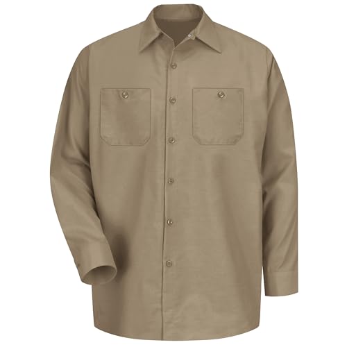 Image of Red Kap Men's Long Sleeve Industrial Work Shirt | Moisture Wicking Button Up, Wrinkle Resistance Fights Fading & Stains