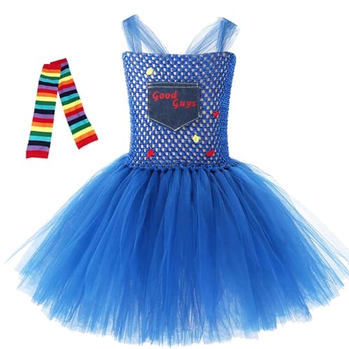Disfraz Chucky para niñas con falda tutú azul miniatura 1