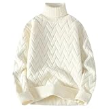Muscularfit Men Plus Size Turtleneck Sweaters Knitted Long Sleeve High Neck Casual Ribbed Pullover Shirt Regular Fit Knitwear Cardigan Sweater White XL