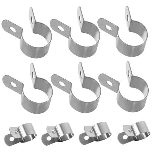 Kisangel 10 pièces Colliers Serrage Inox U-brackets Fixation Tube Clips Métalliques Résistants Corrosion pour Fixation Câbles et Tuyaux Installation Facile avec Vis Incluses Usage
