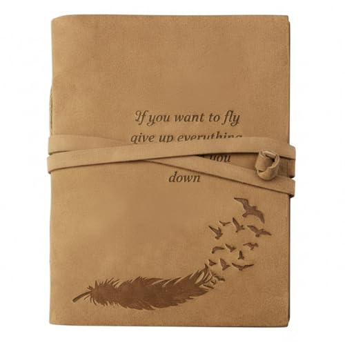 Image of AccuPrints Handmade Leather Journal 240 Pages, Travel Diary with Inspirational Quote, Vintage Craft Paper Notebook for Writing, Sketching, Scrapbooking, Compact Size with Strap Closure