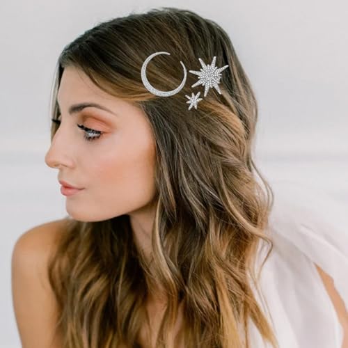 6 pinzas de pelo con estrellas y luna de strass vintage miniatura 2