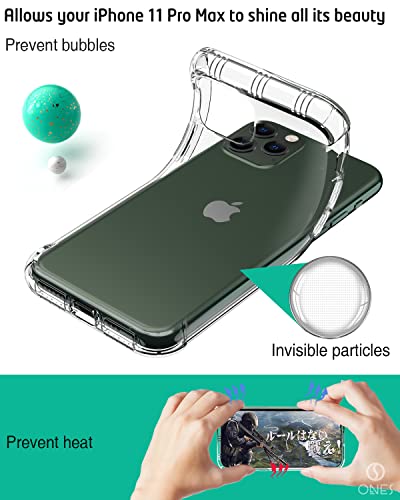 Image of ONES 11 Pro Max HD Clear Case for iPhone『 Military Protect Shockproof Airbags 』『 Speaker Resonance 』〔 Screen Lens Guard 〕〔 Anti-Slip 〕〔 Strap Hole 〕Impact Absorb Slim Soft Silicone Cover Transparent