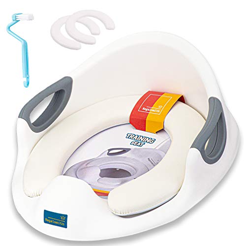 Regal-Smith-Potty-Training-Toddler-Toilet-Seat-for-Baby-Boys-Girls-with-Safety-HandlesSplash-Guard-Changeable-Cushion-Cleaning-Brush-and-Backrest-for-Kids-Children-Apply-to-Round-and-Oval-Toilets