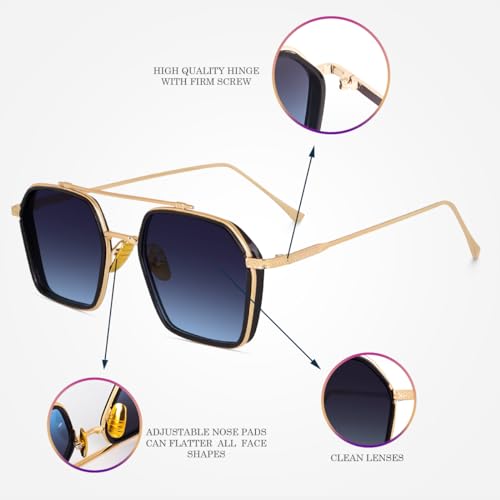 Image of CREEK Unisex Full Rim Hexagonal Branded and Stylish Sunglasses | 100% UV Protected | Men & Women | Medium | CH S1145-Pack of 1