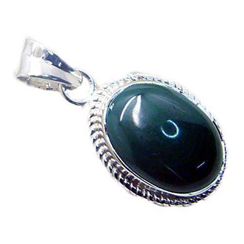 Pendentif onyx vert véritable collier ovale argent 925 fait main