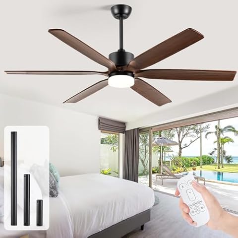 NWIASS 60 Inch Ceiling Fans with Lights and Remote, Modern Indoor Outdoor Large Ceiling Fan, 6 Blades High CFM Quiet Ceiling Fan for Bedroom Living Room Patio Porch, 6 Speeds, Reversible DC Motor Cover