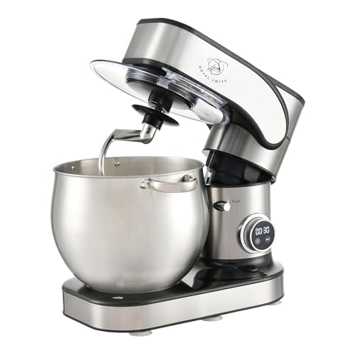 Royal Swiss® Robot Pâtissier – 2000 W | Mélange Planétaire | Écran LED Tactile | 12 Vitesses + Minuterie | Bol Inox XXL | Accessoires Inclus (Fouet,...