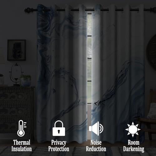 Rideaux occultants de luxe texture fluide marbre bleu Renaiss