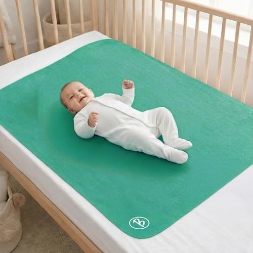 Image of Btag Baby Waterproof, Super Soft Fast Drying Mattress Protector | Extra Absorbent, Anti-Itching Sheet for New Born,Toddler (Size 70x100 cm, Pack of 1, Mint)