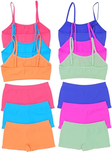 Image of ToBeInStyle Girl Pack of 6 Set Spaghetti Strap Training Bras & Boyshorts Bikinis
