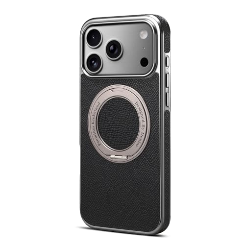 Coque iPhone 16 Pro Max rigide noire finition mate avec béquille métallique premium