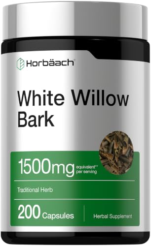 Horbach White Willow Bark Capsules | 200 Pills | Max Strength | Non-GMO Gluten Free Herb Extract