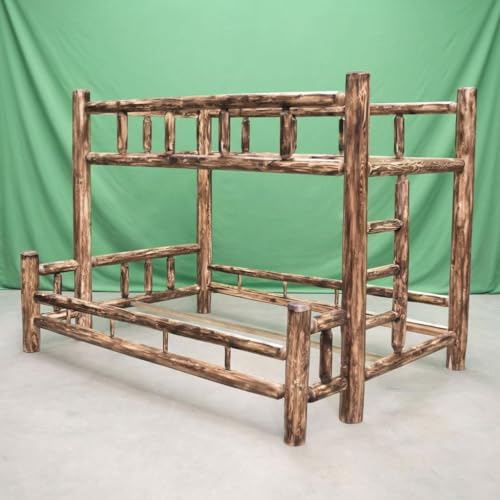 Log Bunk Bed Frame, Twin XL Over Queen