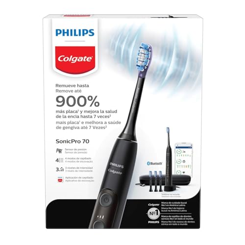 Escova de Dente Elétrica Philips Colgate Sonic Pro 70 | Recarregável, bivolt, tem 3 refeis e um estojo para viagem