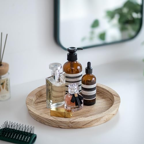 Miniatura 3 de Romadedi Platos Redondos De Madera Para Servir, Bandeja Decorativa, Plato Rústico Para Velas, Mesa Y Centro De Mesa, Accesorios De Cocina, Decoración Del Hogar Y Baño, 28,5