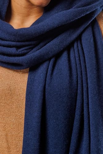 Fishers Finery Women's 100% Cashmere Knit Shawl Wrap with Fringe | Oversized 78” long by 28” wide4