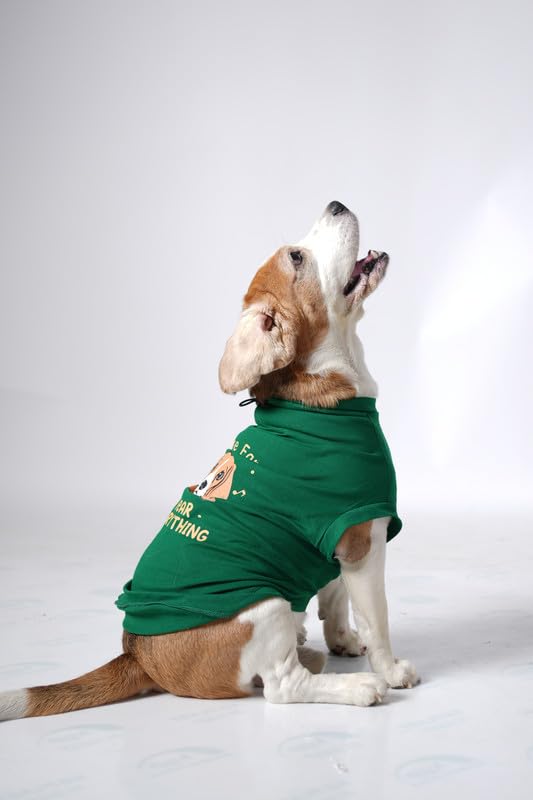 Image of Thunder Tails Premium Cotton Dog T-Shirt | Adjustable Neck | for Medium Dogs | Green | X Large | for Beagle
