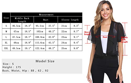 Hawiton Women Shrug Short Sleeve Lace Bolero Jacket Open Front Cropped Cardigan Apricot - Thumbnail 6
