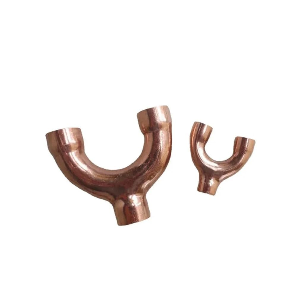 3/8" 1/2" 3/4" 5/8" 16 19 22 25 28.6 32 35 38 42mm ID Y Shaped 3 Way Splitter Copper End Feed Solder Fitting Air Conditioner(32mm CD-125mm)