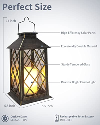 image for SHYMERY Solar Lantern,Outdoor Garden Hanging Lanterns,2 Pack 14 Inch L
