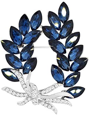 Mecool Brooches Pin Flower Brooche Created Crystal Brooch-Blue