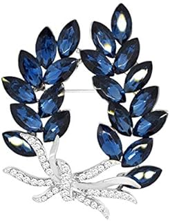 Mecool Brooches Pin Flower Brooche Created Crystal Brooch-Blue