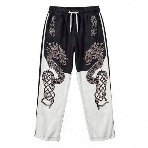Jogging Homme Pantalon Baggy Blanc en Coton Coupe Large Loisirs